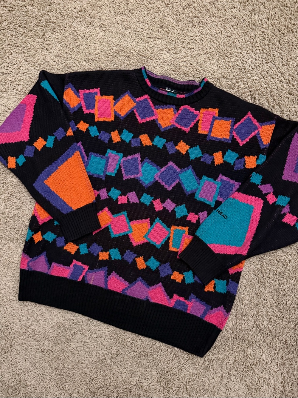 Vintage 80s/90s Head Sportswear Geometric Knit Ski Sweater Sz Large Women’s RARE - Picture 2 of 4